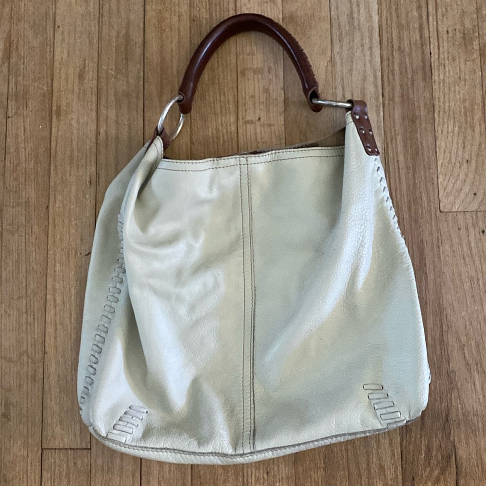 Lucky Brand beige Leather Medium Hobo Slouch Bag